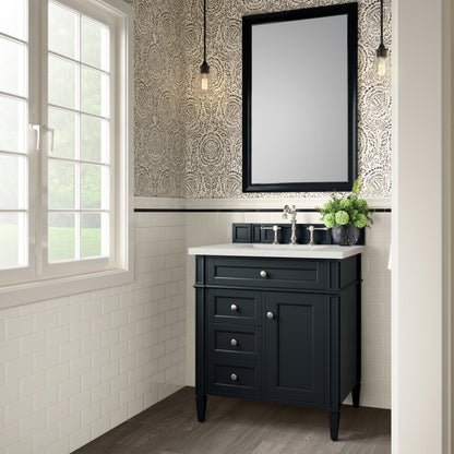 James Martin Vanities Brittany 30" Black Onyx Single Vanity With 3 cm Lime Delight Quartz Top