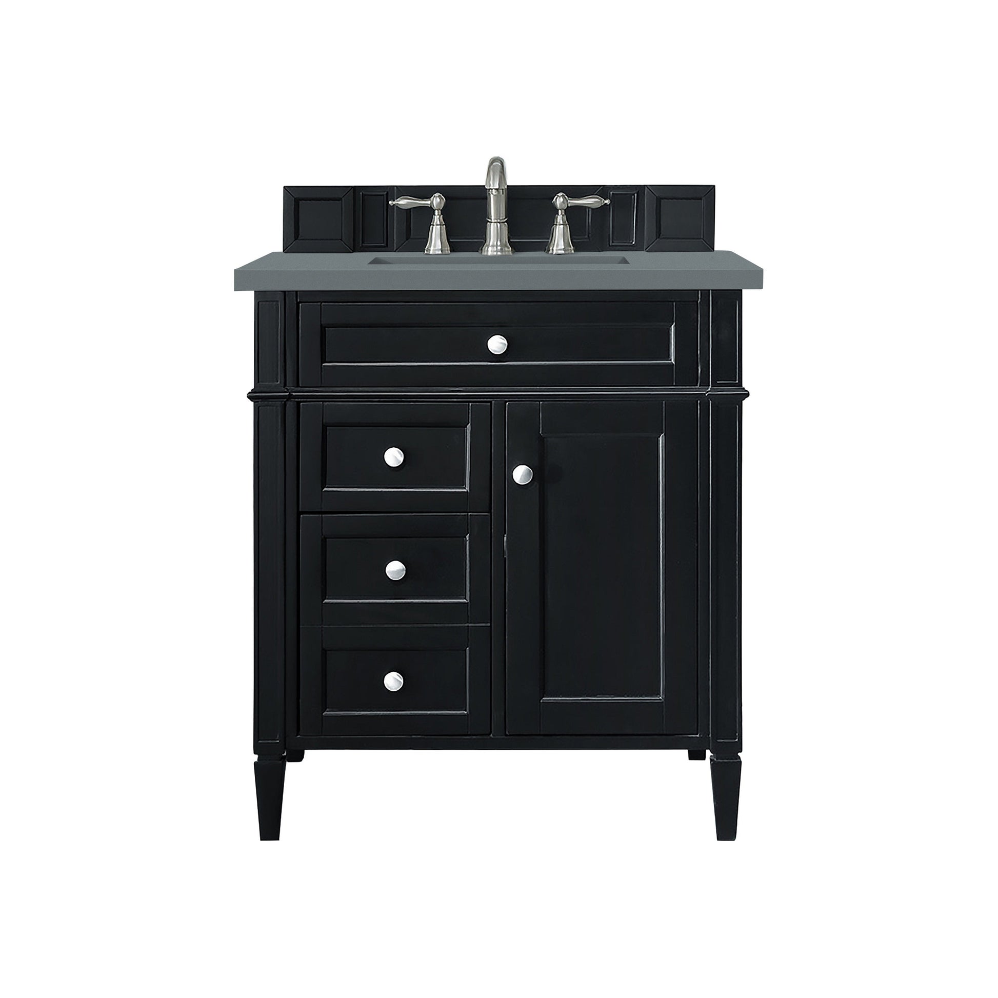 James Martin Vanities Brittany 30" Black Onyx Single Vanity With 3cm Cala Blue Quartz Top