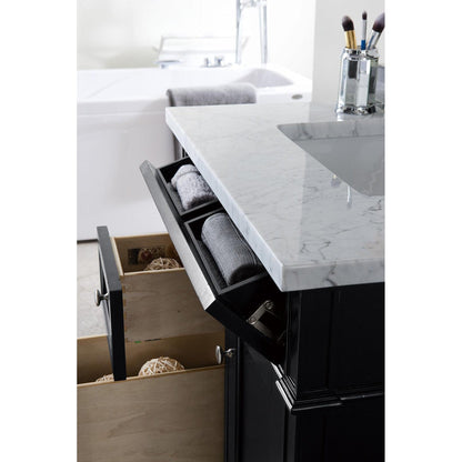 James Martin Vanities Brittany 30" Black Onyx Single Vanity With 3cm Carrara Marble Top