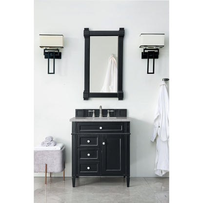 James Martin Vanities Brittany 30" Black Onyx Single Vanity With 3cm Eternal Serena Quartz Top