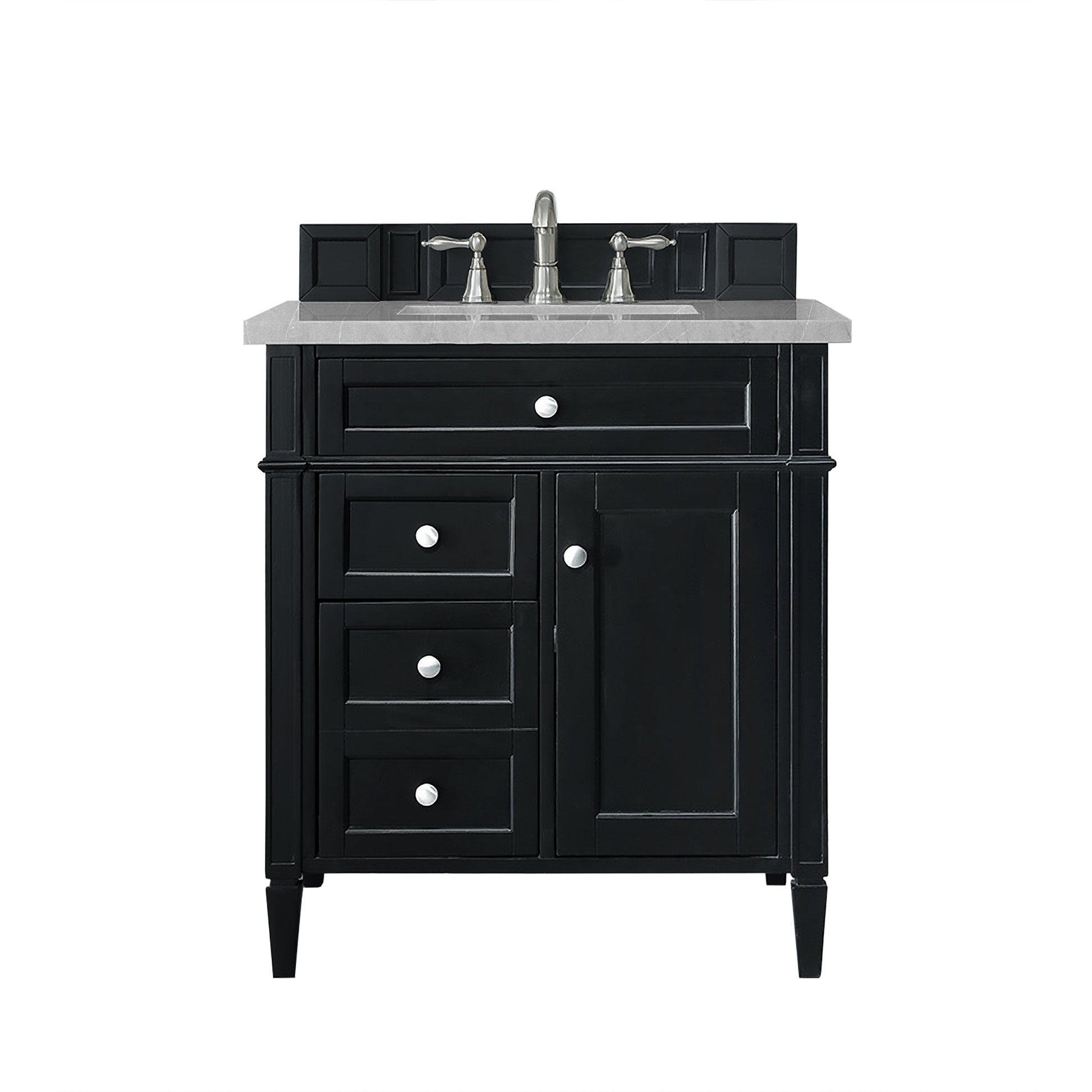 James Martin Vanities Brittany 30" Black Onyx Single Vanity With 3cm Eternal Serena Quartz Top