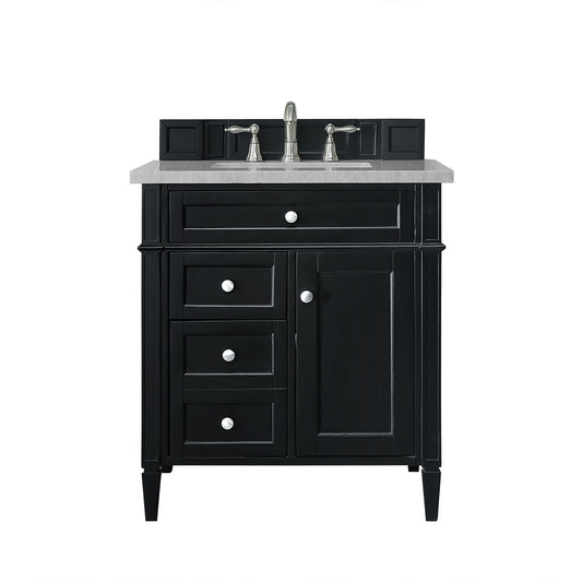 James Martin Vanities Brittany 30" Black Onyx Single Vanity With 3cm Eternal Serena Quartz Top