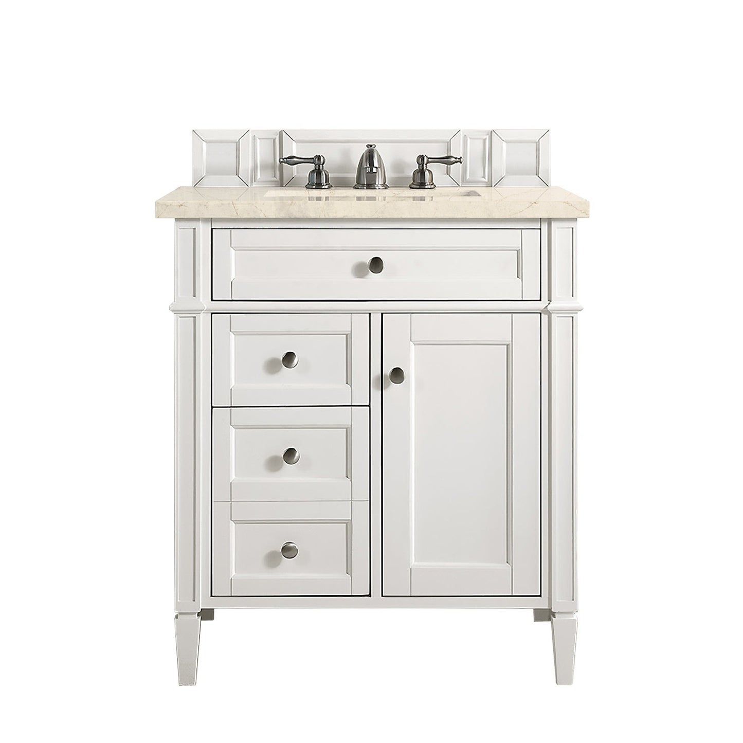 James Martin Vanities Brittany 30" Bright White Single Vanity With 3 cm Eternal Marfil Quartz Top