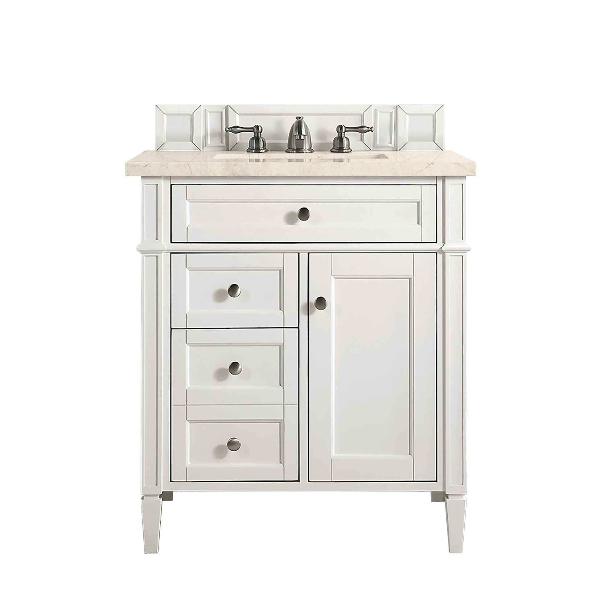 James Martin Vanities Brittany 30" Bright White Single Vanity With 3 cm Eternal Marfil Quartz Top