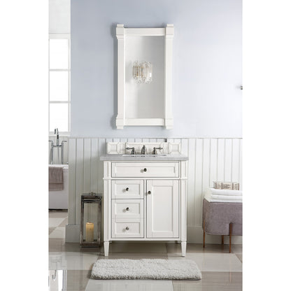 James Martin Vanities Brittany 30" Bright White Single Vanity With 3 cm Eternal Serena Quartz Top