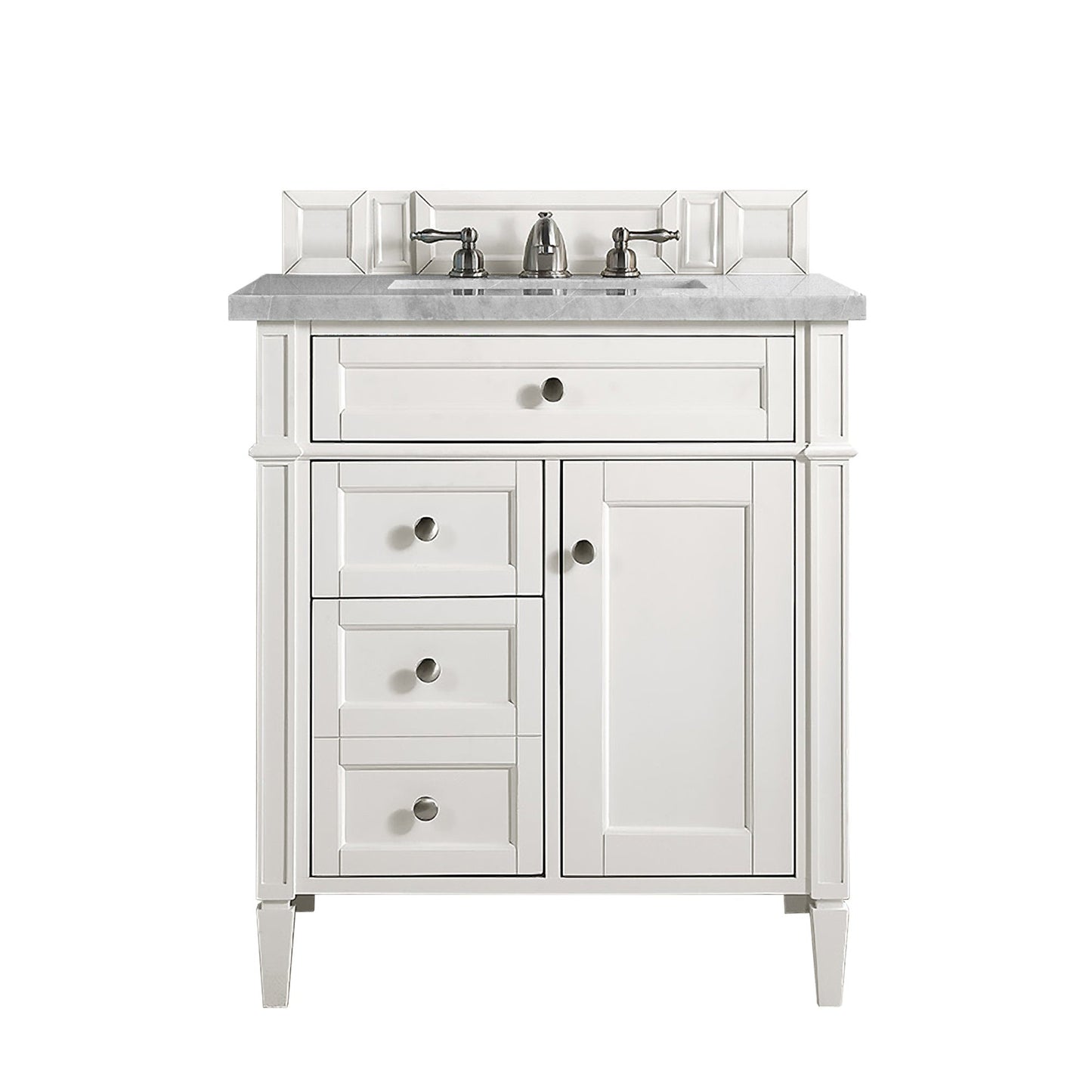 James Martin Vanities Brittany 30" Bright White Single Vanity With 3 cm Eternal Serena Quartz Top