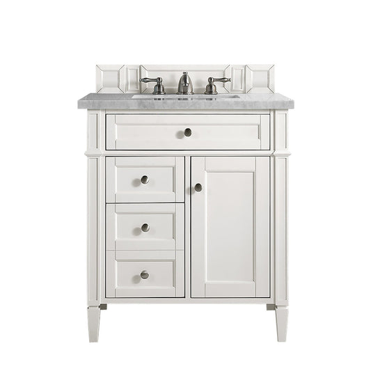 James Martin Vanities Brittany 30" Bright White Single Vanity With 3 cm Eternal Serena Quartz Top