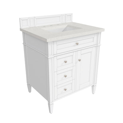 James Martin Vanities Brittany 30" Bright White Single Vanity With 3 cm Lime Delight Quartz Top