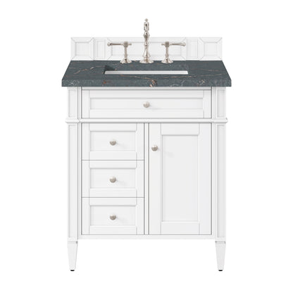 James Martin Vanities Brittany 30" Bright White Single Vanity With 3 cm Parisien Bleu Quartz Top