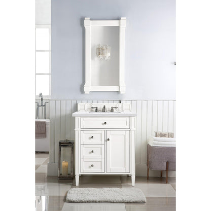 James Martin Vanities Brittany 30" Bright White Single Vanity With 3cm Arctic Fall Solid Surface Top