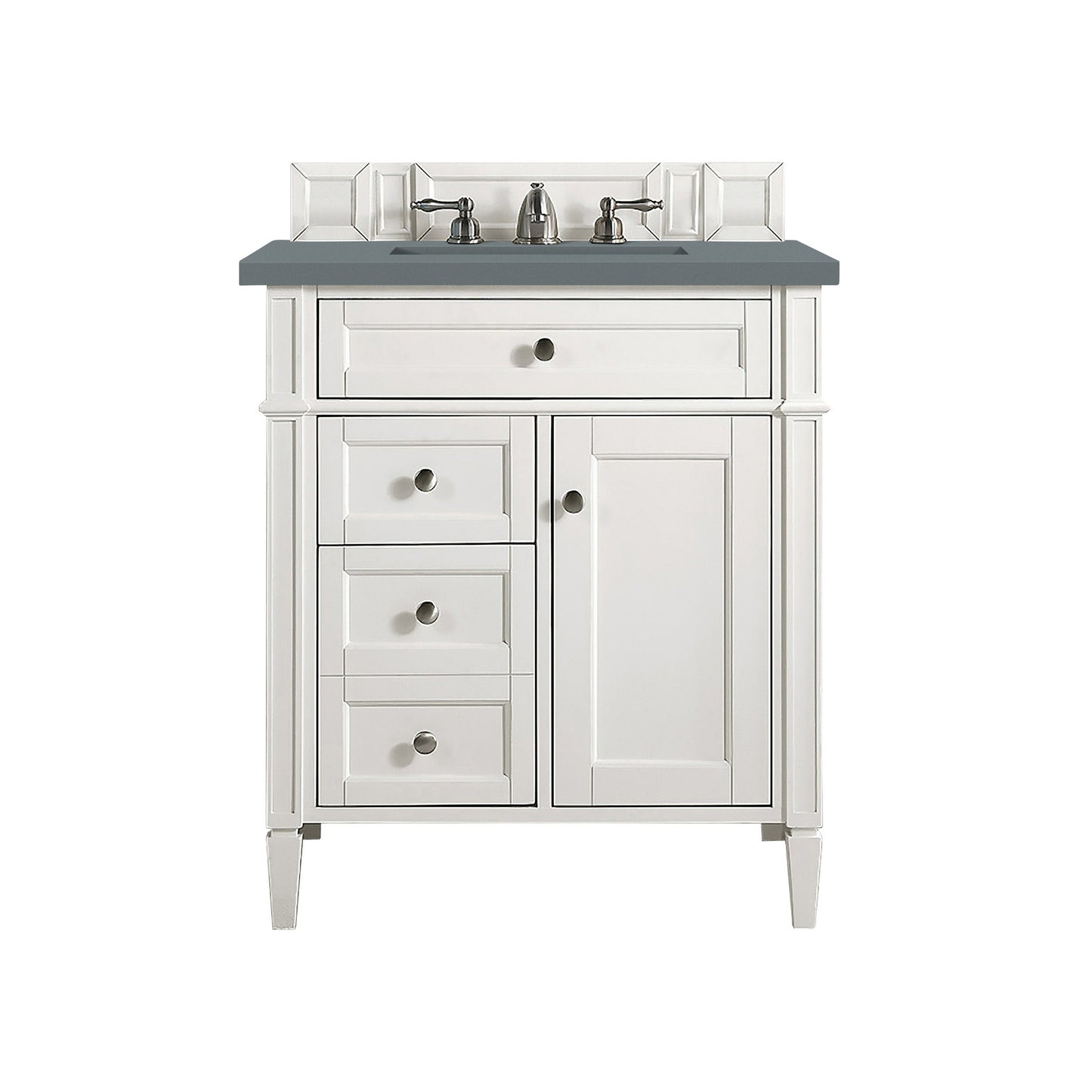 James Martin Vanities Brittany 30" Bright White Single Vanity With 3cm Cala Blue Quartz Top