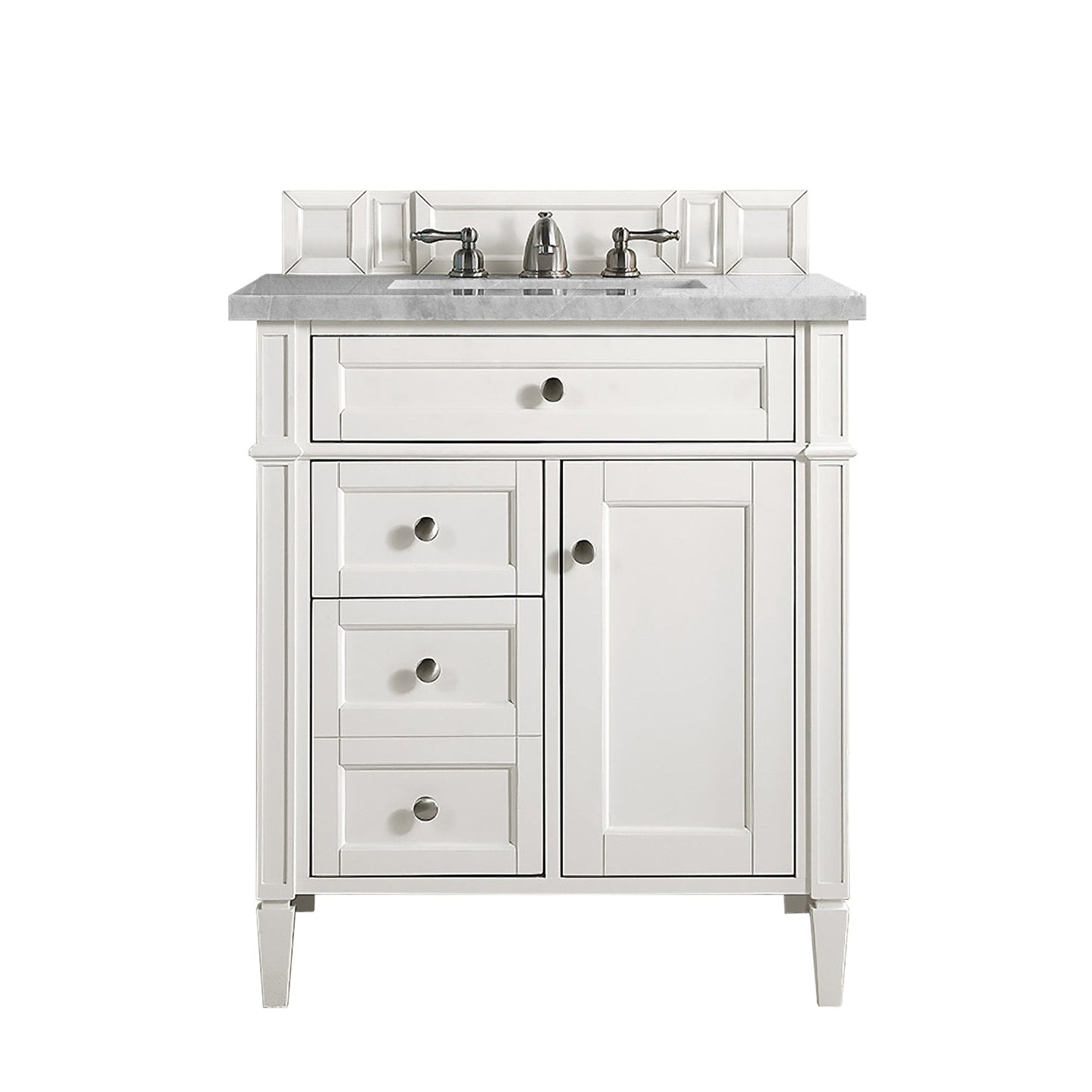 James Martin Vanities Brittany 30" Bright White Single Vanity With 3cm Eternal Serena Quartz Top