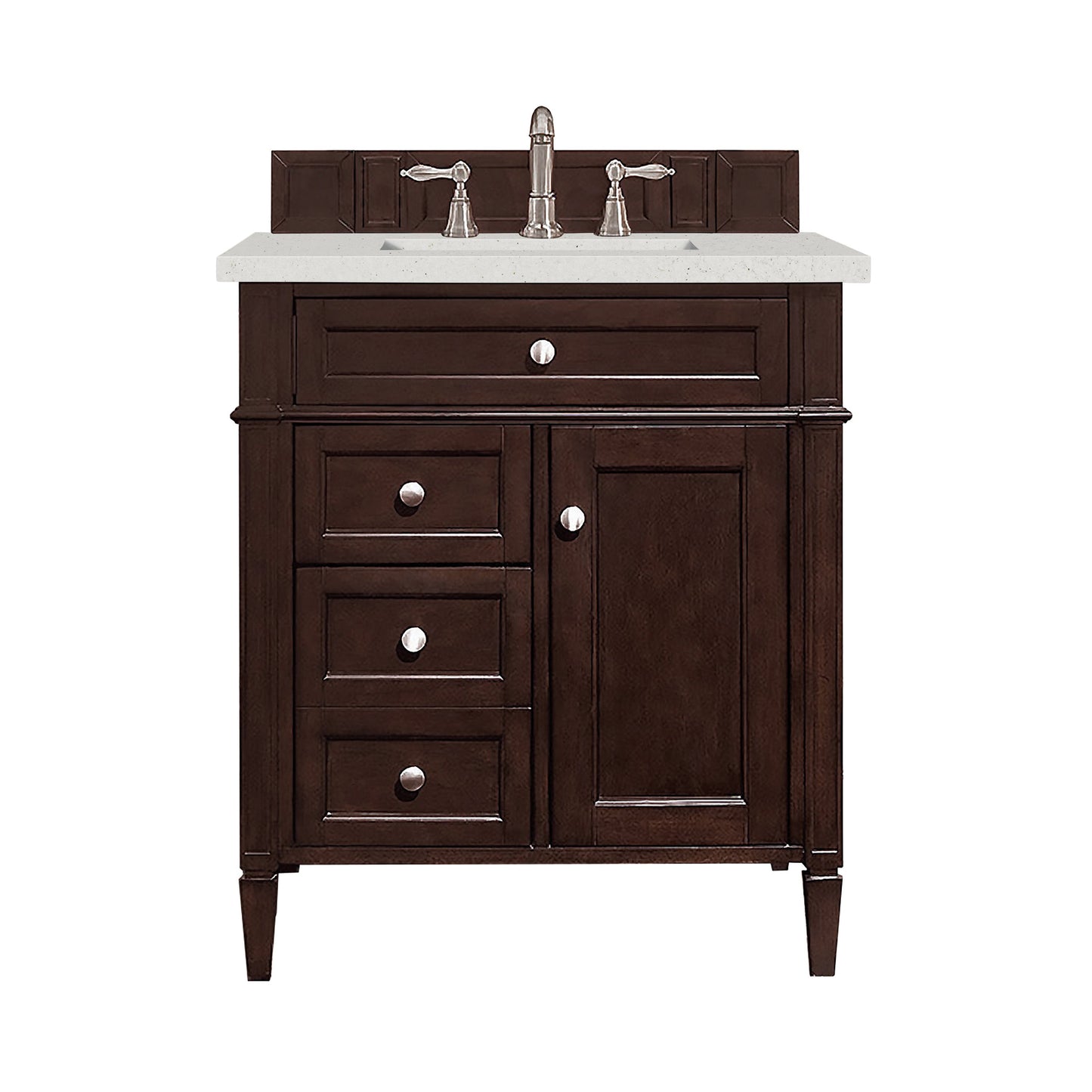 James Martin Vanities Brittany 30" Burnished Mahogany Single Vanity With 3 cm Lime Delight Quartz Top