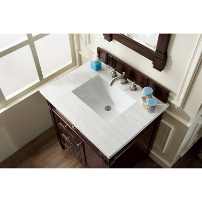 James Martin Vanities Brittany 30" Burnished Mahogany Single Vanity With 3cm Arctic Fall Solid Surface Top