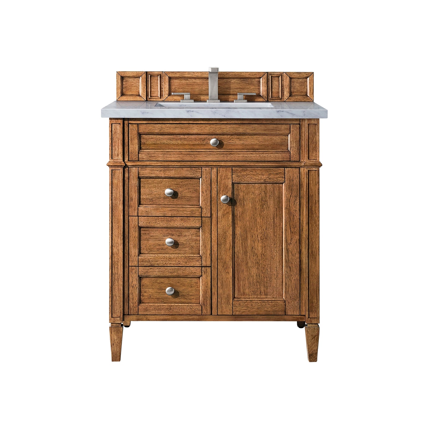 James Martin Vanities Brittany 30" Saddle Brown Single Vanity With 3cm Carrara Marble Top