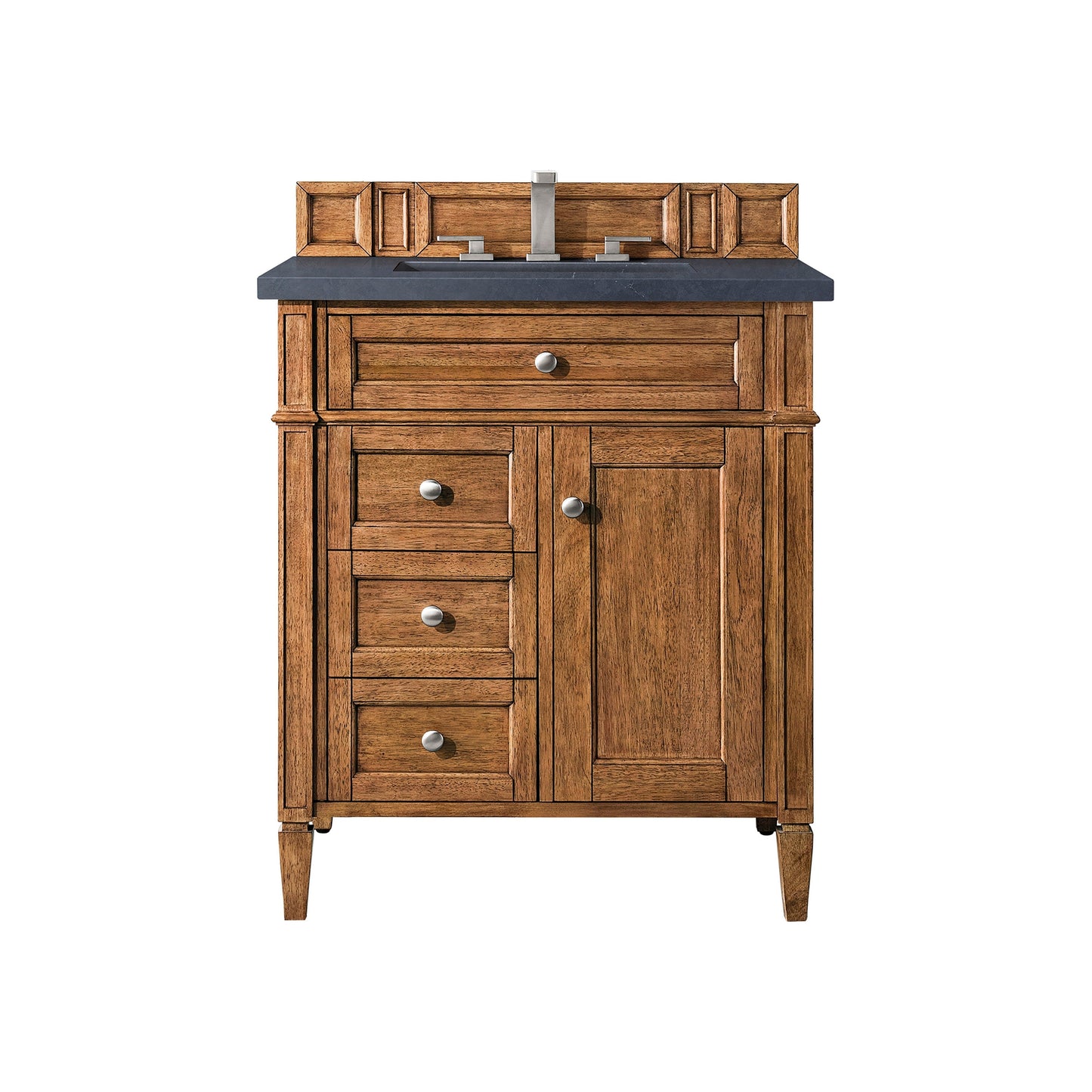 James Martin Vanities Brittany 30" Saddle Brown Single Vanity With 3cm Charcoal Soapstone Quartz Top