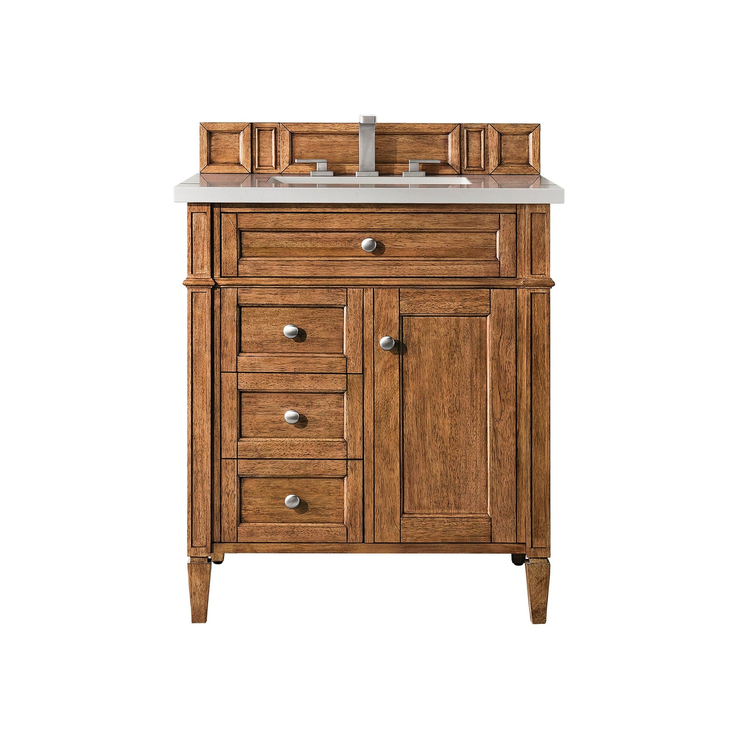 James Martin Vanities Brittany 30" Saddle Brown Single Vanity With 3cm Eternal Serena Quartz Top