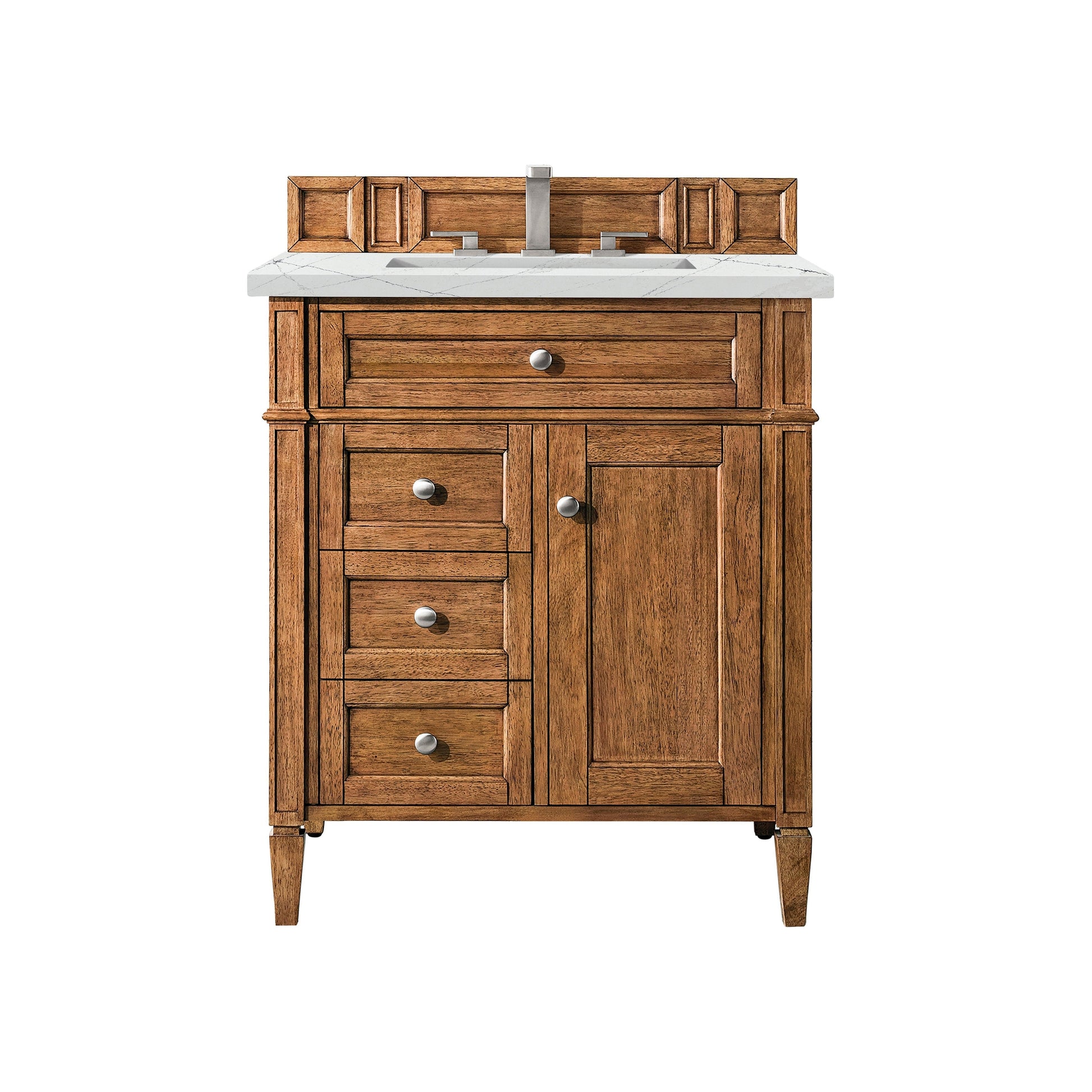 James Martin Vanities Brittany 30" Saddle Brown Single Vanity With 3cm Ethereal Noctis Quartz Top