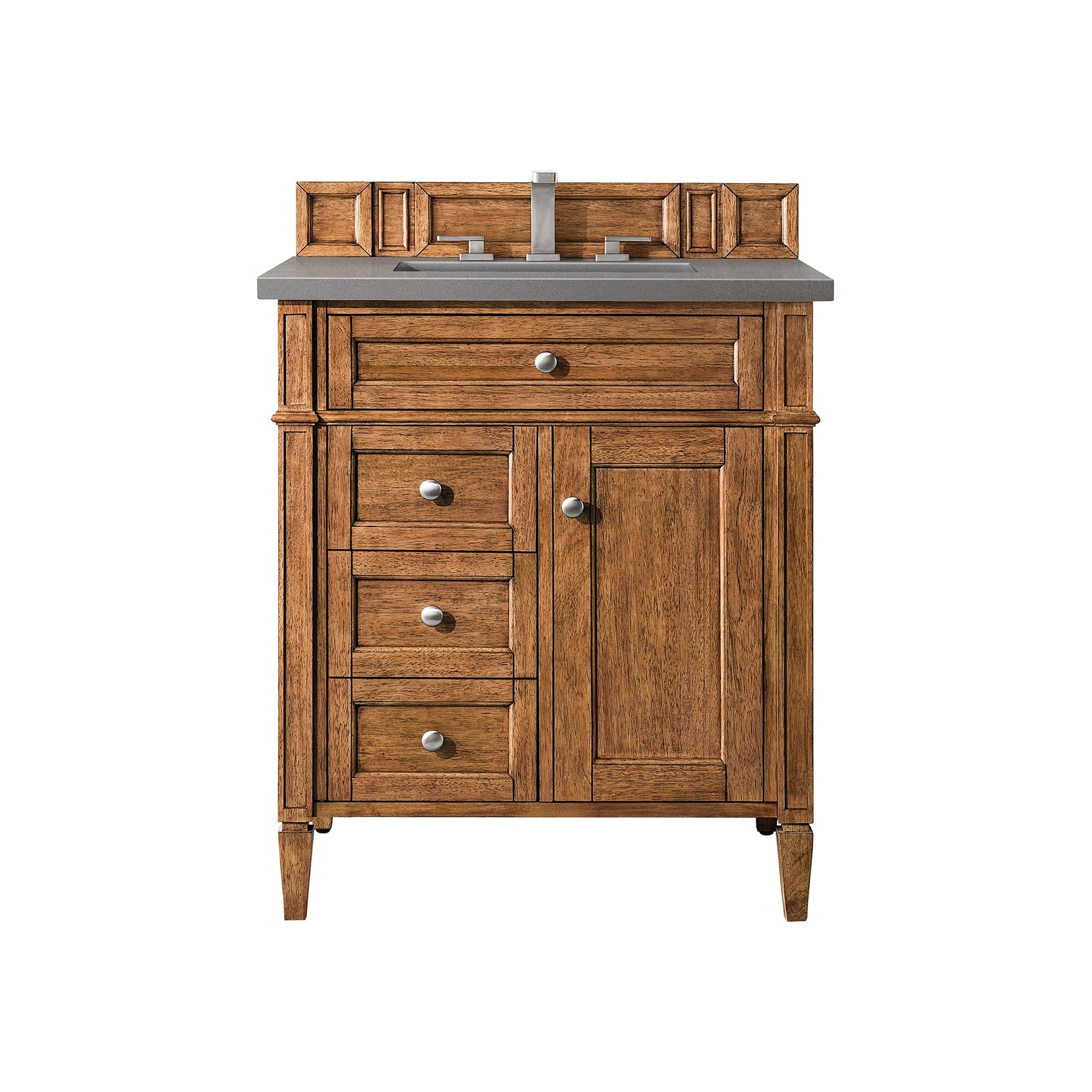 James Martin Vanities Brittany 30" Saddle Brown Single Vanity With 3cm Grey Expo Quartz Top