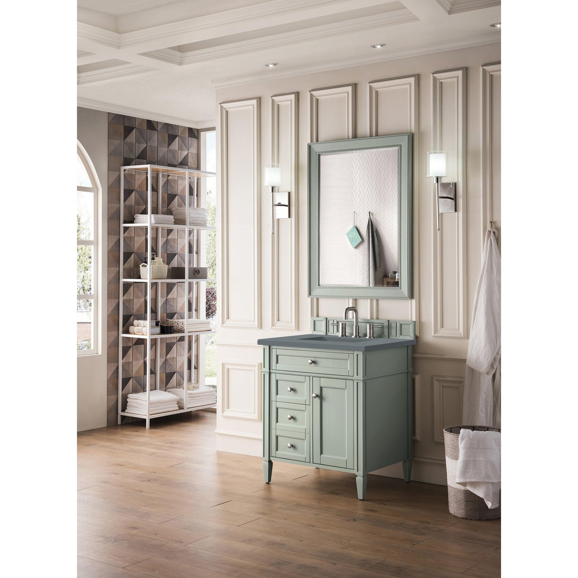 James Martin Vanities Brittany 30" Sage Green Single Vanity With 3cm Cala Blue Quartz Top