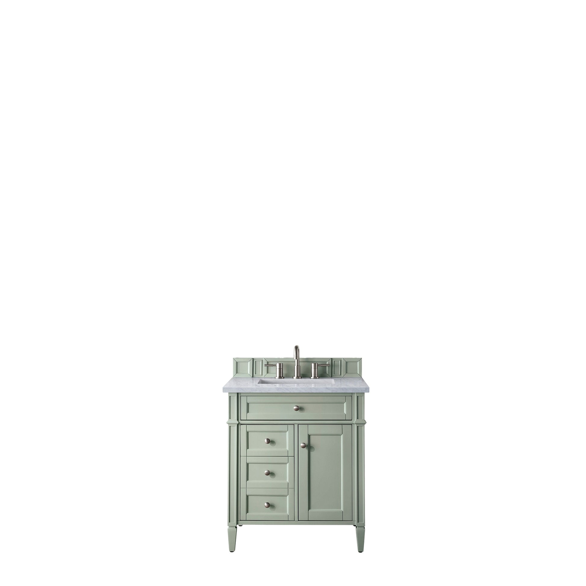 James Martin Vanities Brittany 30" Sage Green Single Vanity With 3cm Eternal Jasmine Pearl Quartz Top