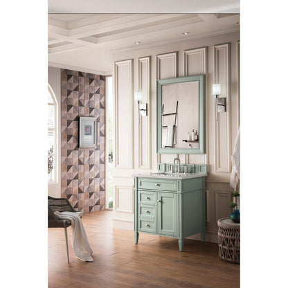 James Martin Vanities Brittany 30" Sage Green Single Vanity With 3cm Eternal Serena Quartz Top