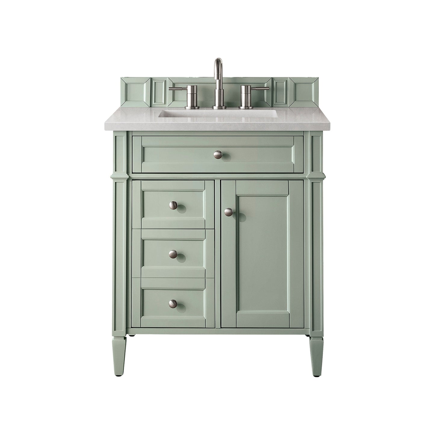 James Martin Vanities Brittany 30" Sage Green Single Vanity With 3cm Eternal Serena Quartz Top