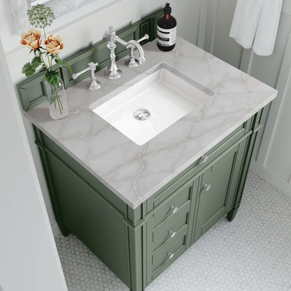 James Martin Vanities Brittany 30" Smokey Celadon Single Vanity With 3 cm Victorian Silver Top