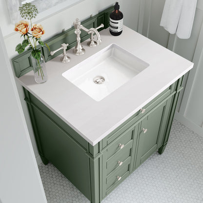 James Martin Vanities Brittany 30" Smokey Celadon Single Vanity With 3 cm White Zeus Top