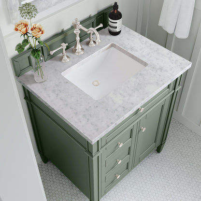 James Martin Vanities Brittany 30" Smokey Celadon Single Vanity With 3cm Carrara Marble Top