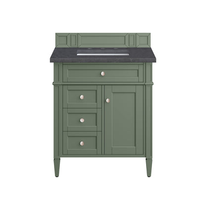 James Martin Vanities Brittany 30" Smokey Celadon Single Vanity With 3cm Charcoal Soapstone Top