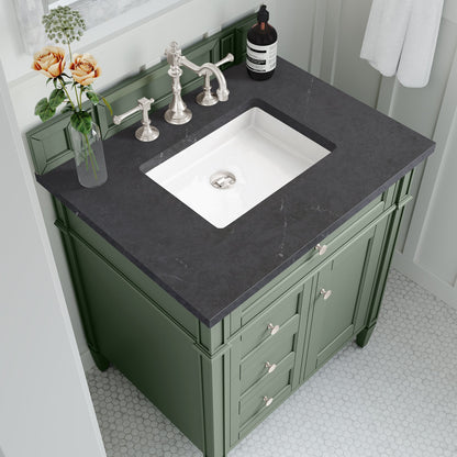 James Martin Vanities Brittany 30" Smokey Celadon Single Vanity With 3cm Charcoal Soapstone Top