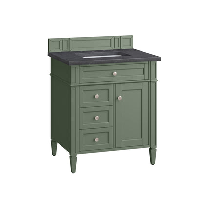 James Martin Vanities Brittany 30" Smokey Celadon Single Vanity With 3cm Charcoal Soapstone Top