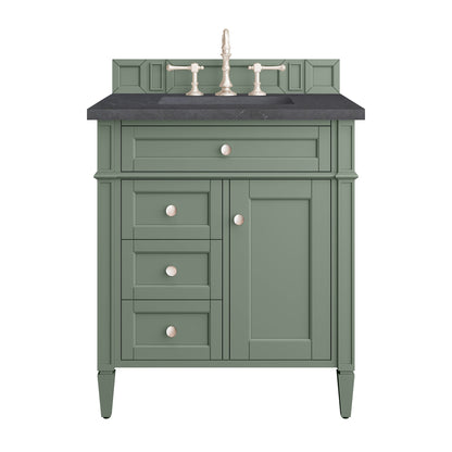 James Martin Vanities Brittany 30" Smokey Celadon Single Vanity With 3cm Charcoal Soapstone Top