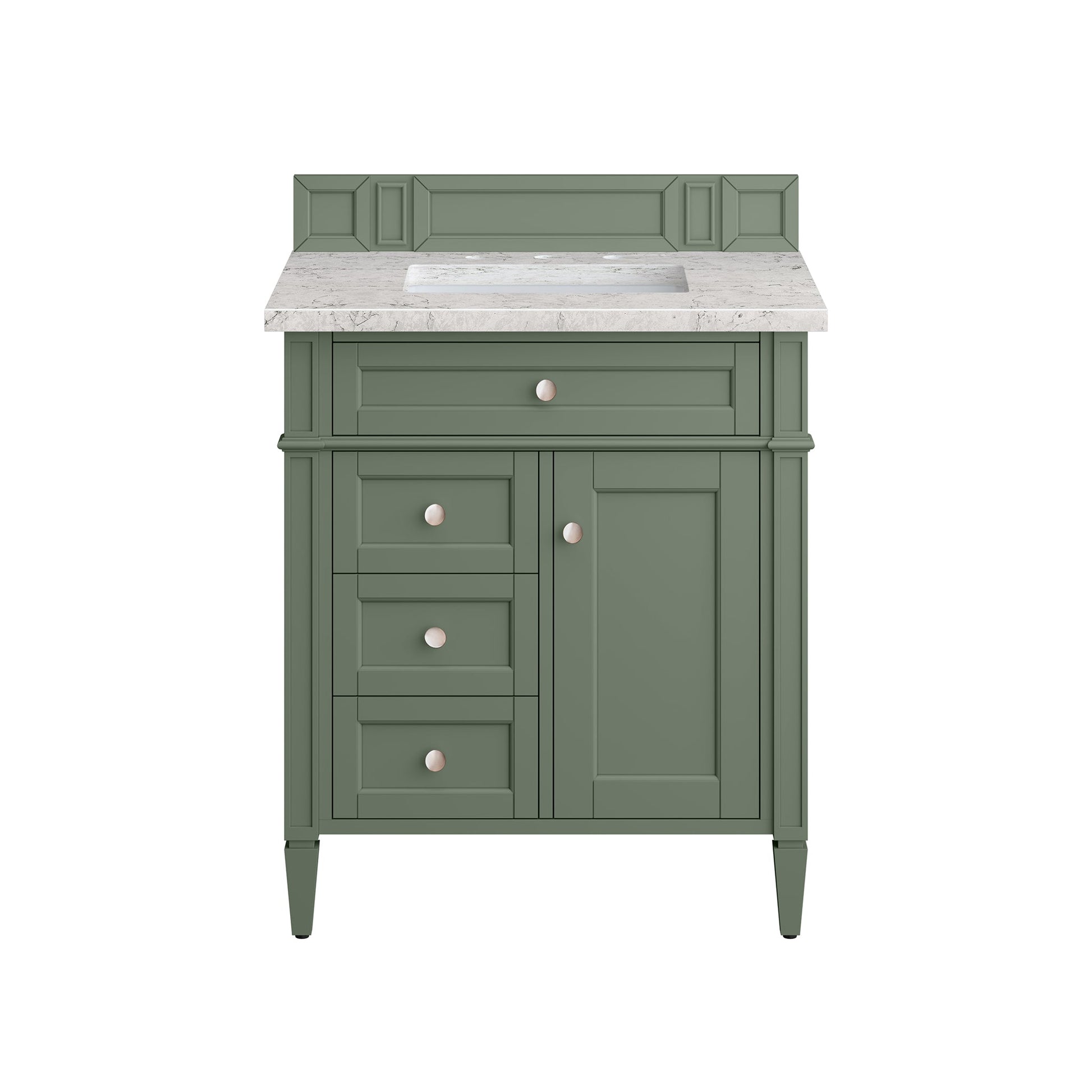 James Martin Vanities Brittany 30" Smokey Celadon Single Vanity With 3cm Eternal Jasmine Pearl Top