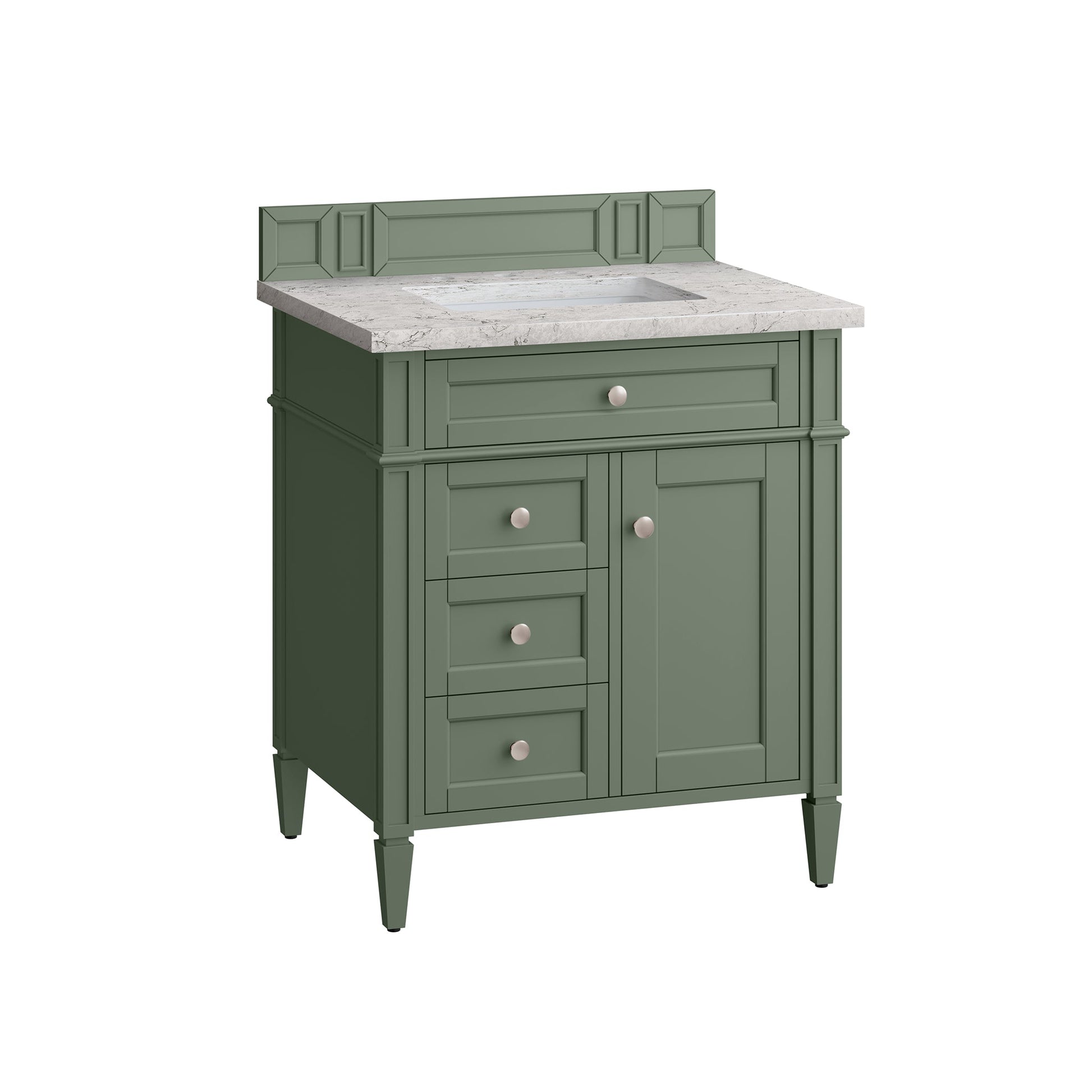 James Martin Vanities Brittany 30" Smokey Celadon Single Vanity With 3cm Eternal Jasmine Pearl Top