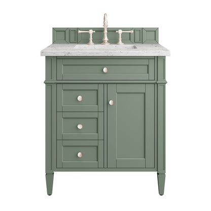 James Martin Vanities Brittany 30" Smokey Celadon Single Vanity With 3cm Eternal Jasmine Pearl Top