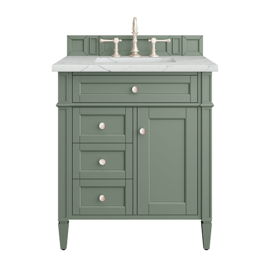 James Martin Vanities Brittany 30" Smokey Celadon Single Vanity With 3cm Ethereal Noctis Top