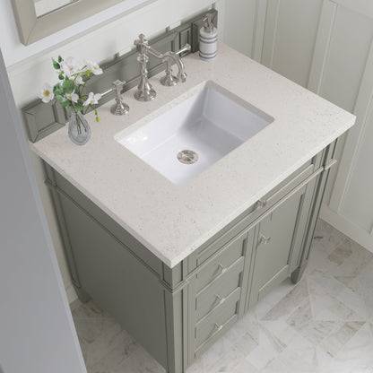 James Martin Vanities Brittany 30" Urban Gray Single Vanity With 3 cm Lime Delight Quartz Top