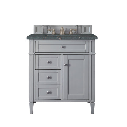 James Martin Vanities Brittany 30" Urban Gray Single Vanity With 3 cm Parisien Bleu Quartz Top