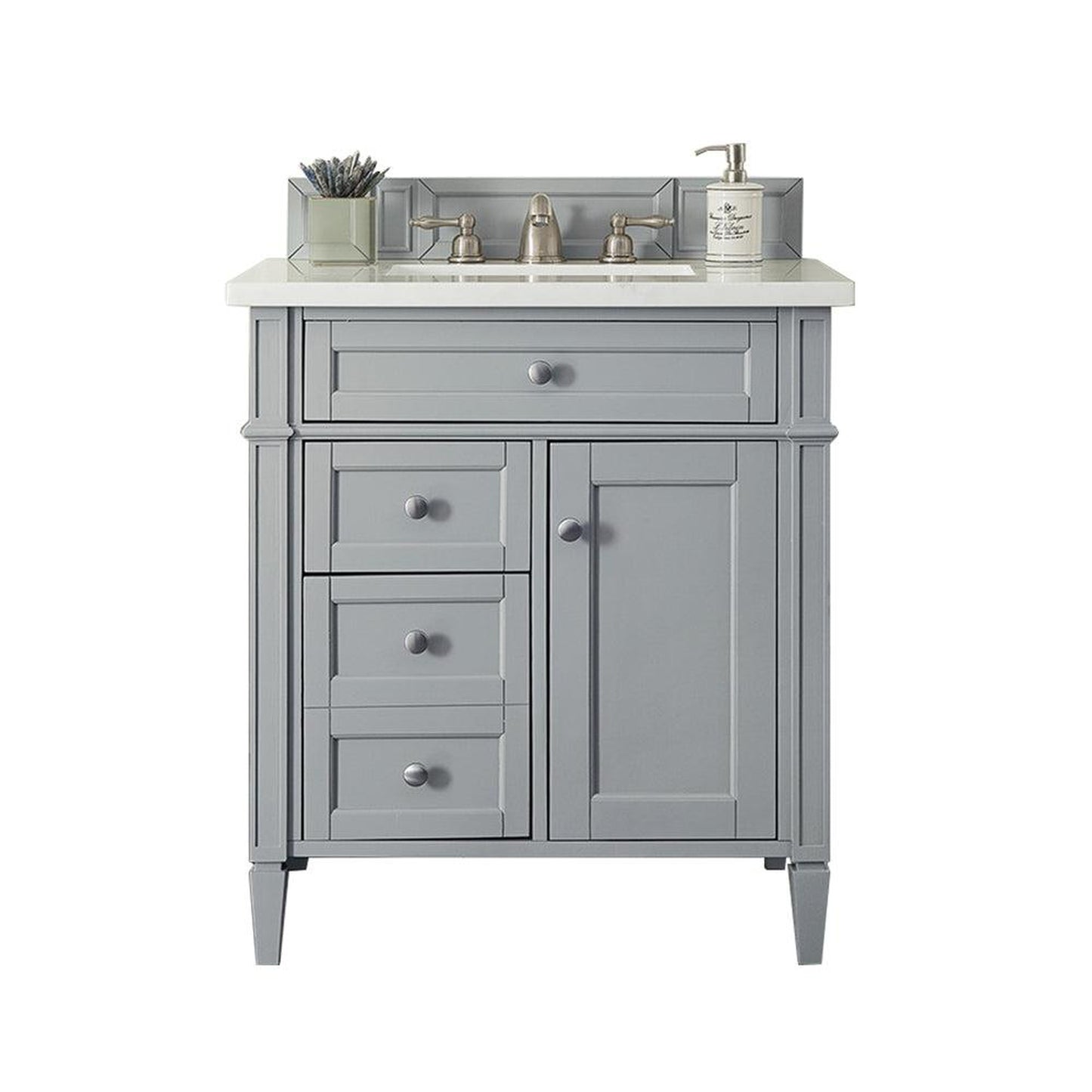 James Martin Vanities Brittany 30" Urban Gray Single Vanity With 3cm Arctic Fall Solid Surface Top