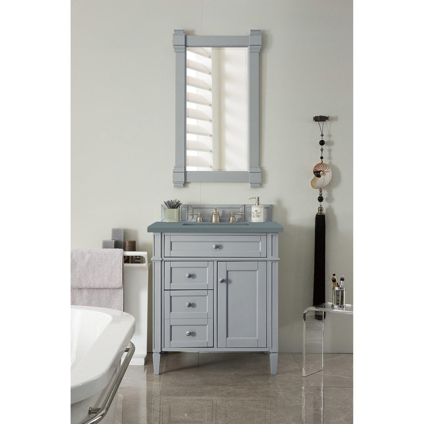 James Martin Vanities Brittany 30" Urban Gray Single Vanity With 3cm Cala Blue Quartz Top