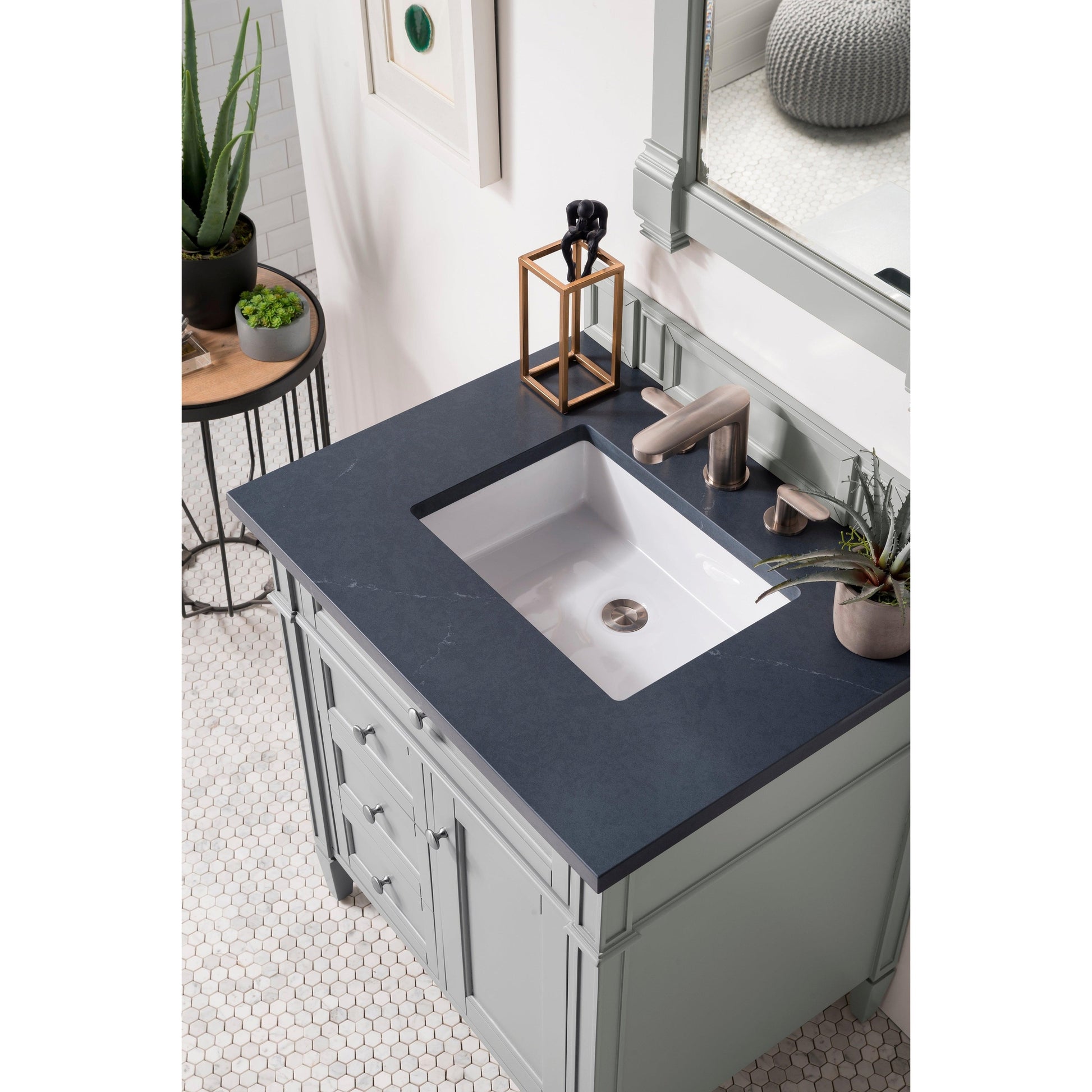 James Martin Vanities Brittany 30" Urban Gray Single Vanity With 3cm Charcoal Soapstone Quartz Top