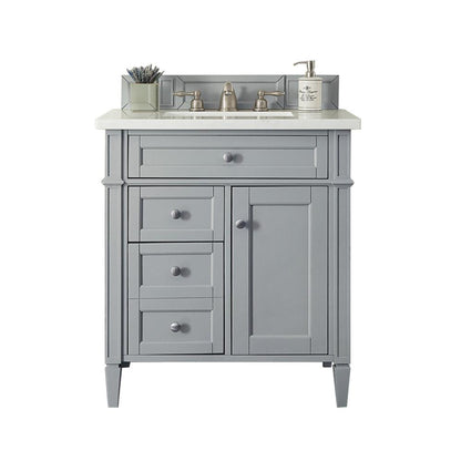 James Martin Vanities Brittany 30" Urban Gray Single Vanity With 3cm Eternal Jasmine Pearl Quartz Top