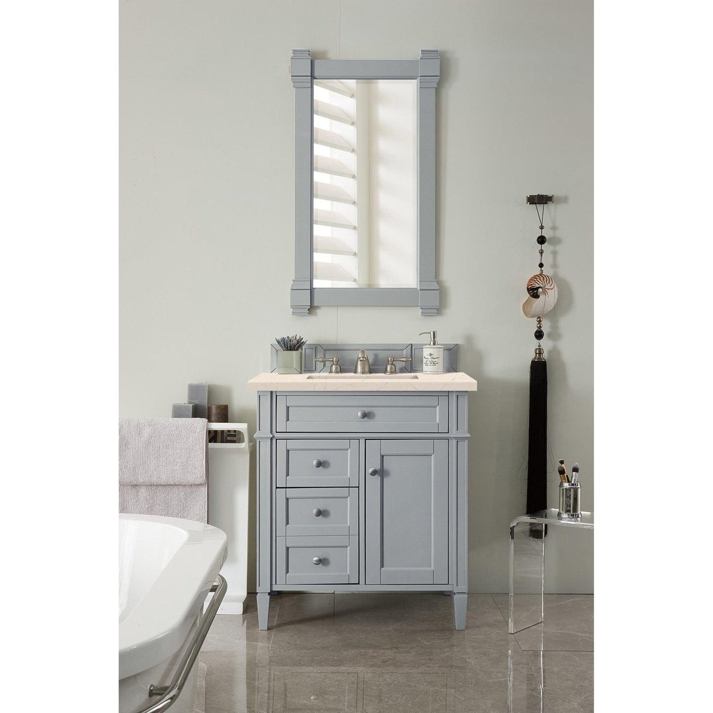 James Martin Vanities Brittany 30" Urban Gray Single Vanity With 3cm Eternal Marfil Quartz Top