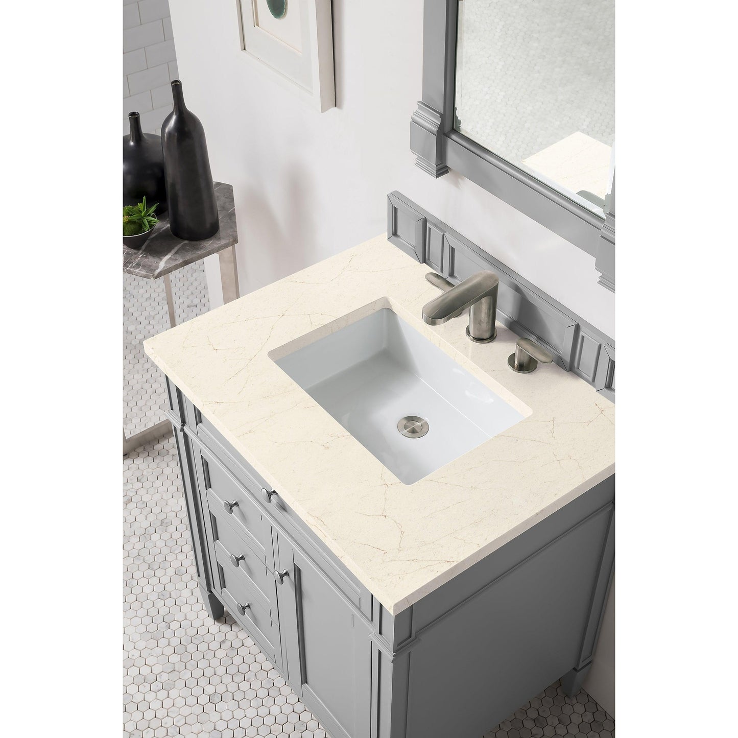 James Martin Vanities Brittany 30" Urban Gray Single Vanity With 3cm Eternal Marfil Quartz Top