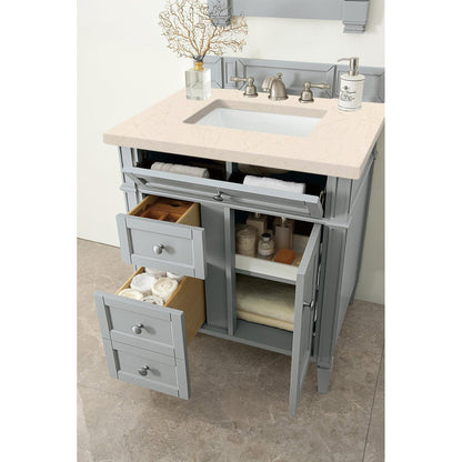 James Martin Vanities Brittany 30" Urban Gray Single Vanity With 3cm Eternal Marfil Quartz Top