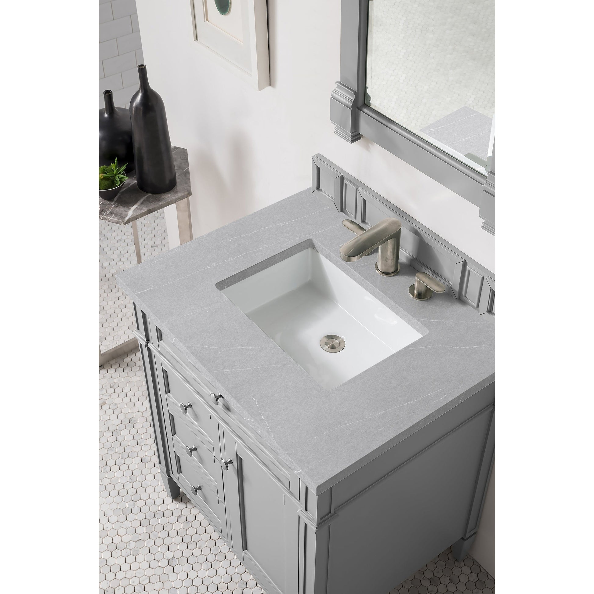 James Martin Vanities Brittany 30" Urban Gray Single Vanity With 3cm Eternal Serena Quartz Top