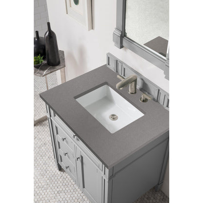 James Martin Vanities Brittany 30" Urban Gray Single Vanity With 3cm Grey Expo Quartz Top