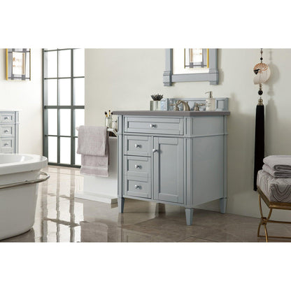 James Martin Vanities Brittany 30" Urban Gray Single Vanity With 3cm Grey Expo Quartz Top